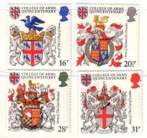 Great Britain Sc 1040-3 1984 Heraldry stamp set mint NH