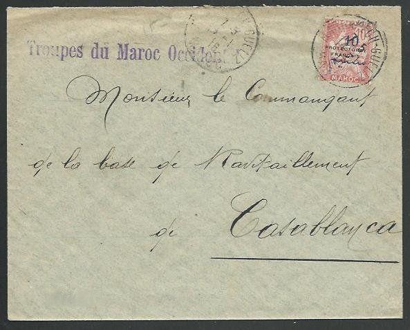 FRENCH MOROCCO 1916 military cover Marakesh to Casablanca..................58518