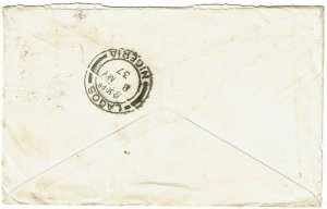 Nigeria 1937 Lagos cancel on airmail cover to England