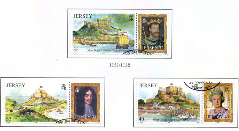 Jersey Sc 1131-3 2004 Mont Orgueil Monarchs stamp set used