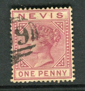 ST. KITTS; 1882 classic QV Crown CA issue fine used 1d. value