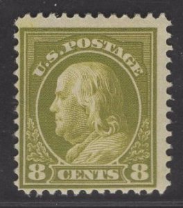 US Stamp #414 8c Pale Olive Green Franklin MINT HINGED SCV $40