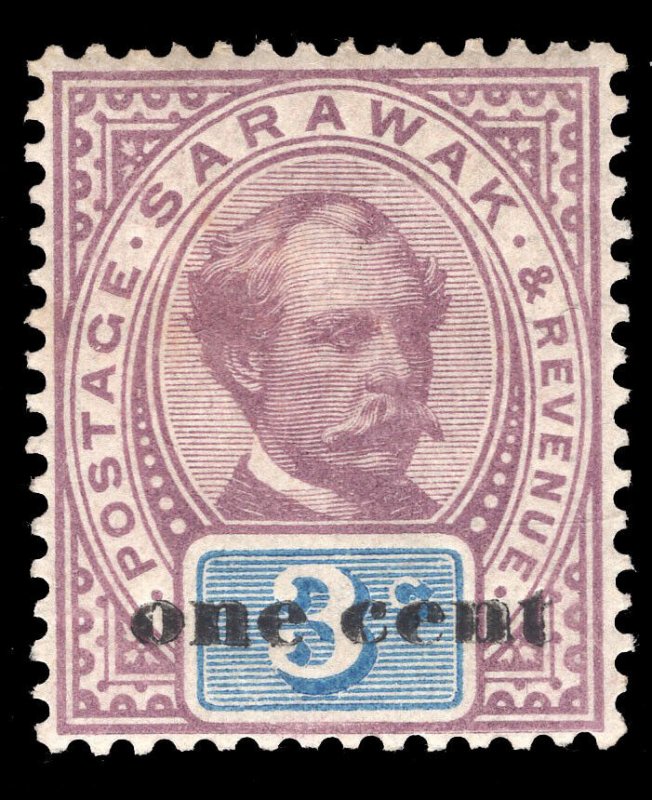 MOMEN: SARAWAK SG #23a NO STOP AFTER CENT MINT OG H £250 LOT #65070 