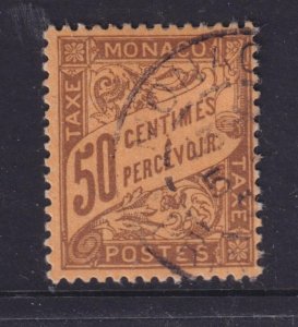 MONACO, POSTAGE DUE, 1905 50c. Brown on Buff, used.