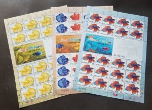 Malaysia Fighting Fish 2003 Ornamental Pet Aquarium (sheetlet) MNH *toning dot