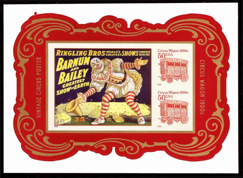 Sc 4905c  $1 Vintage Circus Souvenir Sheet Imperf Without Die Cut, MNH