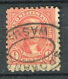USA; 1920s early Presidential series fine used 9c. value fair Postmark