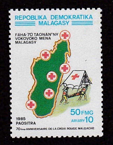 Malagasy # 725, Red Cross 70th Anniversary, Mint LH