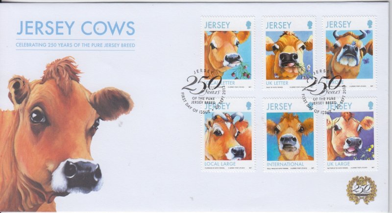 Jersey 2013,  Cows Set  of 6 on FDC