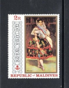 MALDIVES 378 MH VF Overprint - Royal Visit 1972