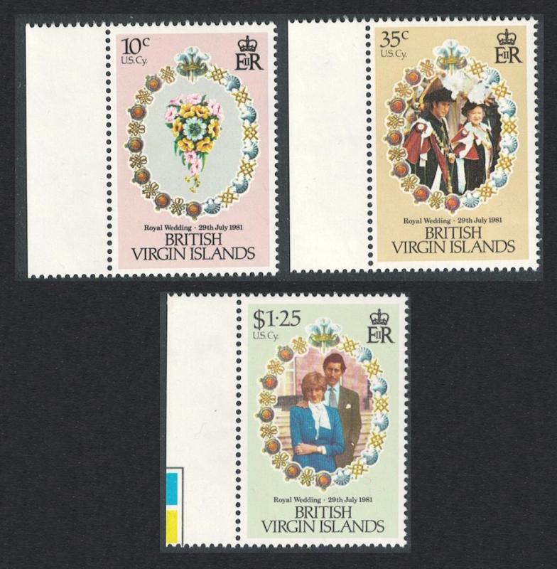 BVI Charles and Diana Royal Wedding 3v with margins SG#463-465