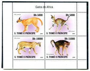 Sao Tome & Principe 2008 WILD CATS CARACAL Sheet Perforated Mint (NH)