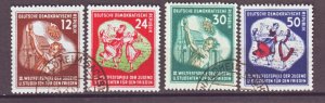 J22272 Jlstamps 1951 germany ddr set used #85-8 youth festival