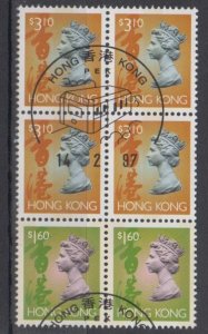 Hong Kong 1997 QEII Definitive Stamps Pane of 6 Type 2 Fine Used