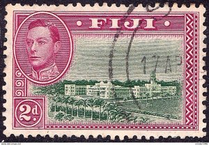 FIJI 1946 KGVI 2d Green & Magenta SG255a Used