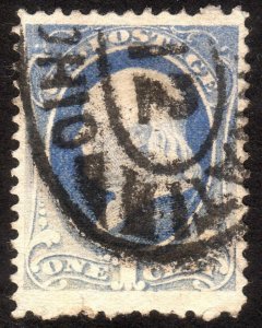 1881, US 1c, Franklin, Used, Well centered, faulty, Sc 206