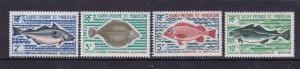 St. Pierre & Miquelon Scott 419-422, 1972 Fish, VF, MNH.  Scott $32