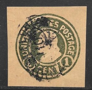 USA U426: 1c Franklin, die 1, cut square, used