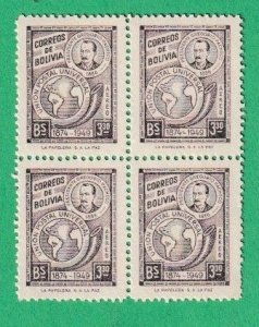 BOLIVIA SCOTT#C127 1950 3.3b U.P.U. BLOCK OF [4] - MNH
