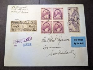 1936 Registered USA Airmail Cover St Paul MN to Zweisimmen Switzerland