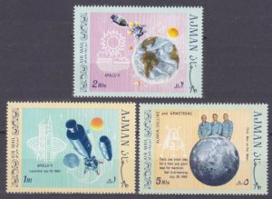 1969 Ajman 466-468 Apollo XI moon landing 6,50 €