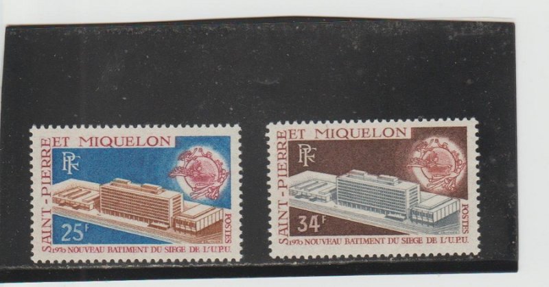 St. Pierre & Miquelon  Scott#  397-398  MH  (1970 UPU)