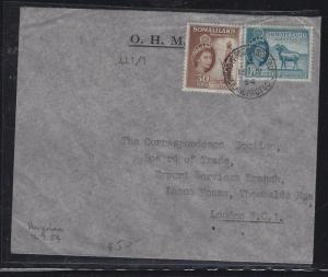 SOMALILAND COVER (P0412B)   QEII 30C+1/- A/M TO ENGLAND