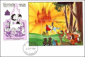Grenada 1540,1546 Disney's Set of Three U/A FDCs