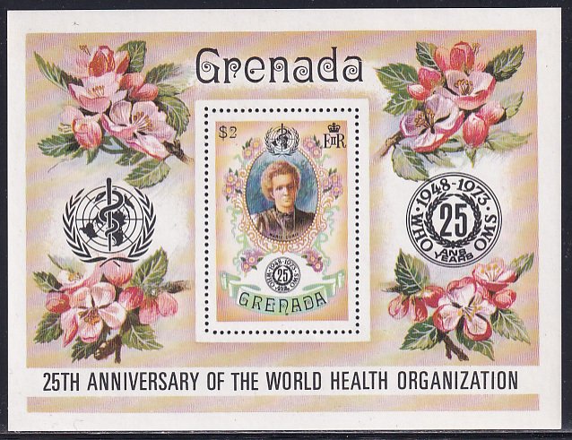 Grenada 1973 Sc 515 Portrait Marie Curie World Health Organization Stamp SS MH