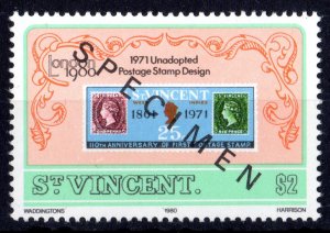 St.Vincent 1980 Sc#601 LONDON'80 INTL. STAMP EXHIBITION  SPECIMEN  MNH