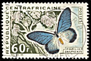 Central Africa 32, postally used, Giant Blue Swallowtail Butterfly