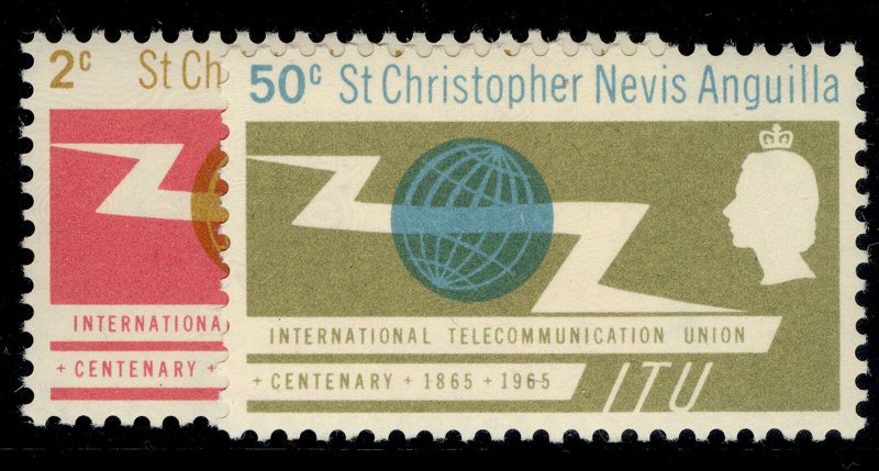 ST CHRISTOPHER, NEVIS & ANGUILLA QEII SG147-148, 1962 ITU centenary set LH MINT.