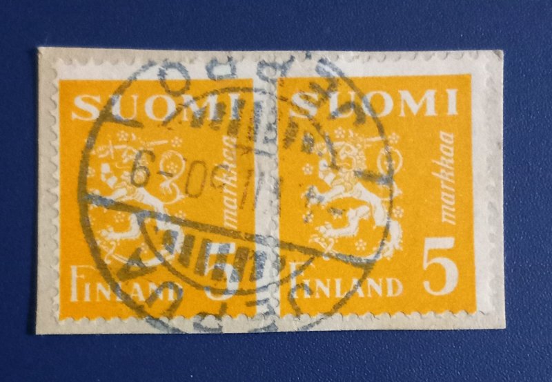 Finland Scott #176F Used Pair W/Fancy Cancel Brown Yellow VF