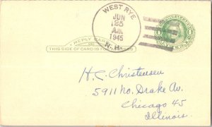 United States New Hampshire West Rye 1945 4f-bar  1909-1973  Postal Card  Phi...