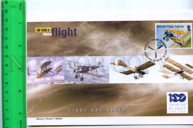 242095 BRITISH VIRGIN ISLANDS 100 years of FLIGHT PLANES 2003 year FDC