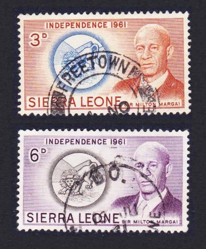 Sierra Leone Sir Milton Margai 2v cancelled SG#227+229