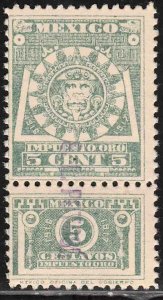 MEXICO R434A, 5¢ REVENUE STAMP WITH TALON. Mint, Never Hinged. VF.