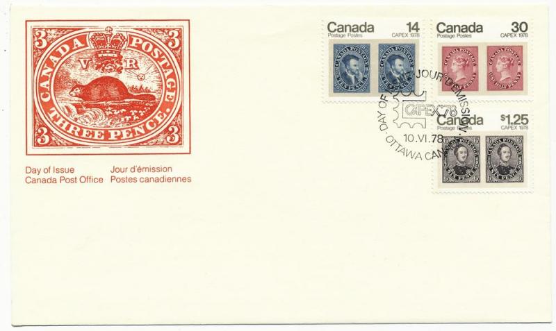 Canada First day cover #754-756, CAPEX '78