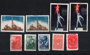 RUSSIA/USSR 1939 SET OF 9 STAMPS PERF. & IMPERF. MLH