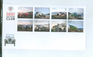 Jersey 1962-1969 2016 jersey old motor club, set of 8 stamps, on a cacheted, unaddressed fd cover