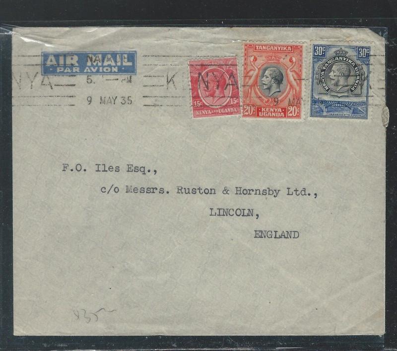 KENYA AND UGANDA+KENYA,UGANDA,TANGANYIKA (P2809B) MIXED FRANKING A/M TO ENGLAND