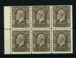 #196b TWO cent 6x2 Medallion Booklet pane F+ MNH Cat $150 Canada mint