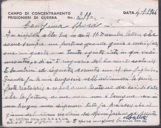 ALGERIA 1946 British POW card from Italian Prisoner to Italy...............53666