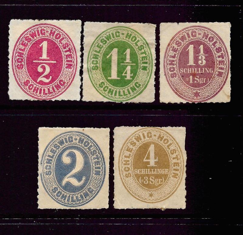 SCHLESWIG-HOLSTEIN  1865  NUMERALS  SET 5   MHH   SG 6/10