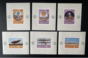 Niger 1983 Mi. 825 - 830 blocks luxury IMPERF Aviation Concorde Espace Zeppelin