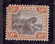 Federated Malay States-Sc#71- id9-unused hinged 50c orange & black Tiger-1924-p