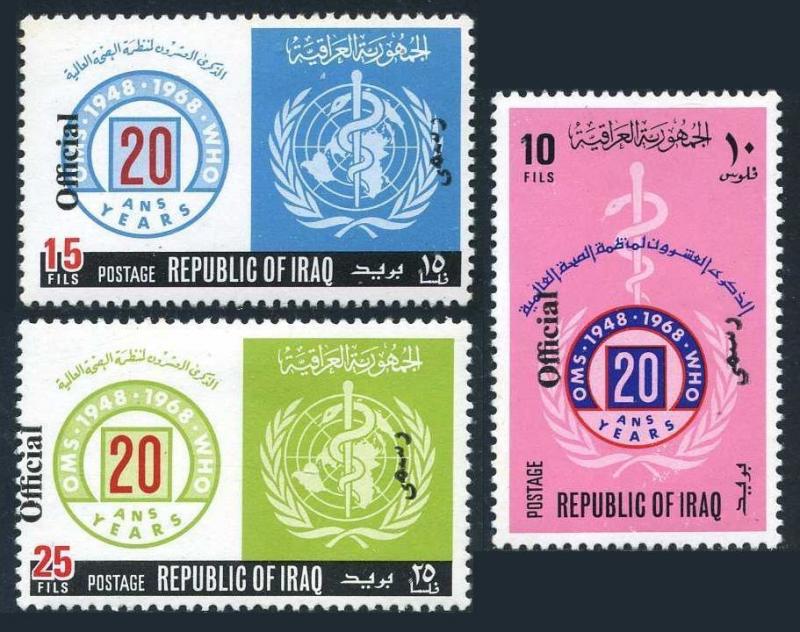 Iraq O222-O224,MNH.Michel D261-D263. Official 1971.WHO,20th Ann.