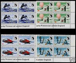 British Antarctic Territory 20-3 Imprint Blocks of 4 MNH Birds, Penguins