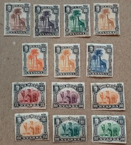 Nyassa 1921 London surcharges Giraffes/Camels, unused. Scott 94-105, CV $36.00