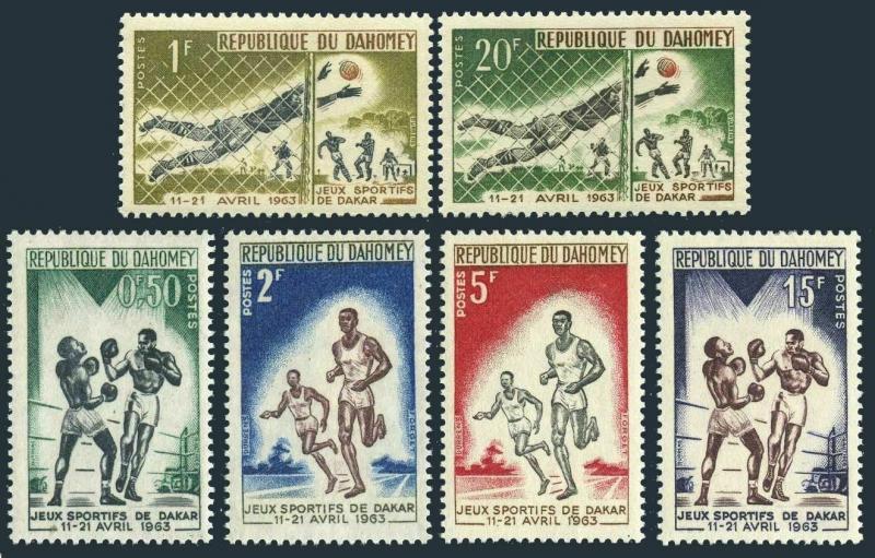 Dahomey 172-177,MNH.Michel 213-218. Friendship Games Dakar,1963.Soccer,Boxers,